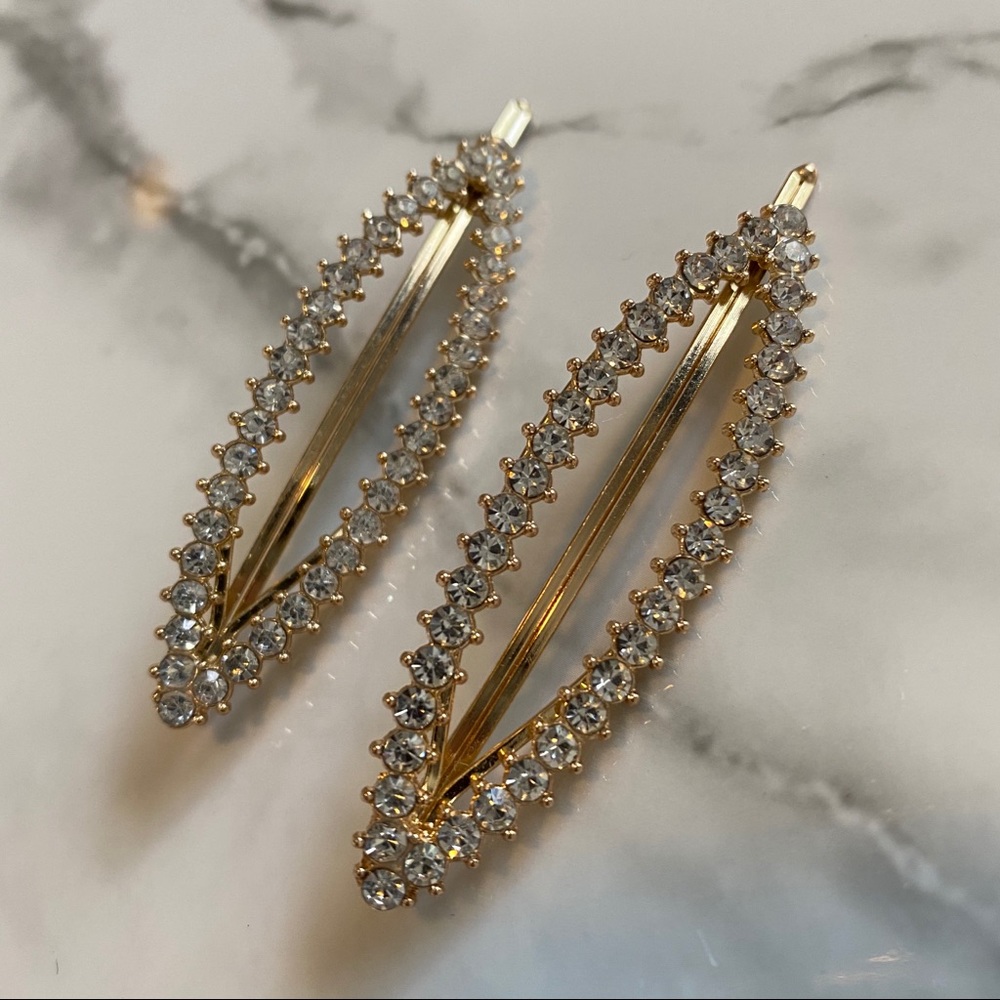 Gold and Rhinestone Hair Pins
